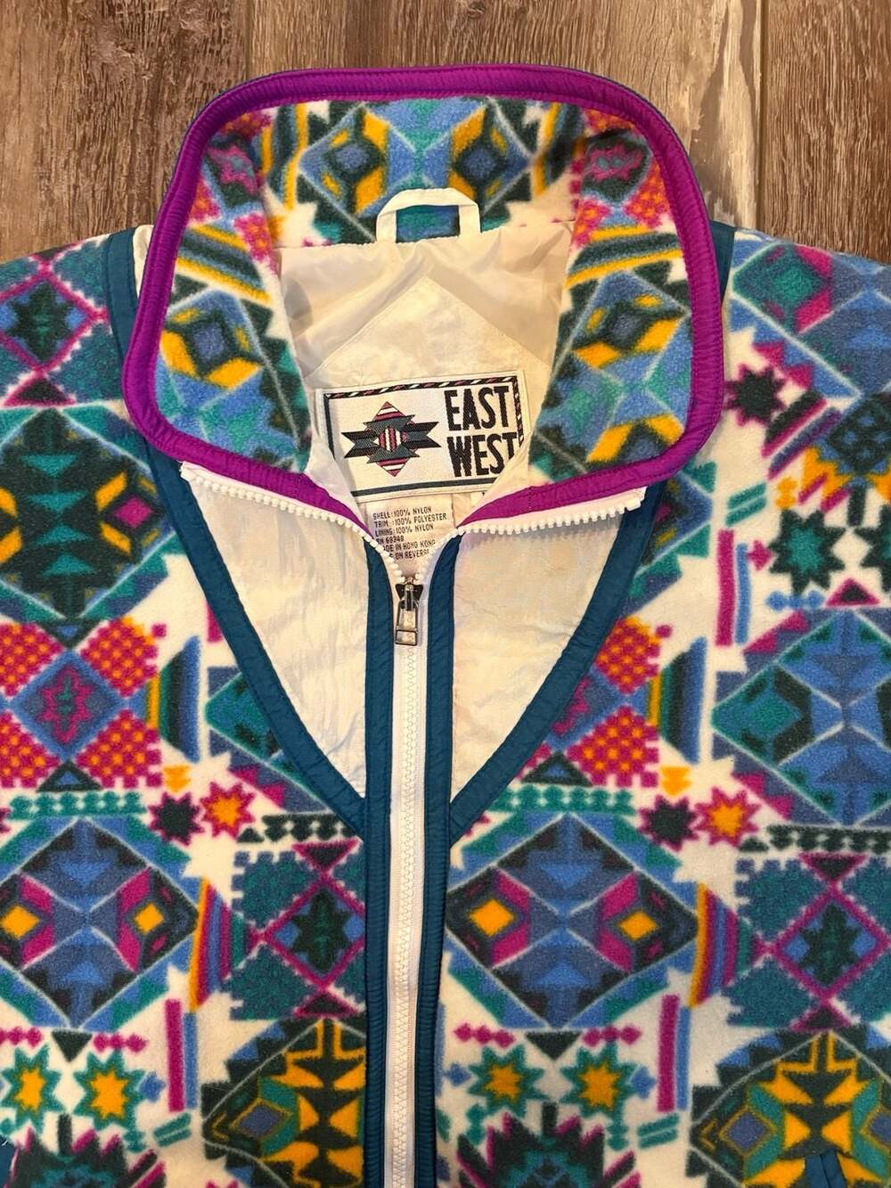 Vintage 90s East West Geometric Fleece Windbreaker Jacket Size L